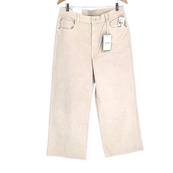 DL1961 Womens Hepburn Wide Leg High Rise Vintage Corduroy Pants Cream Sz 32 NWT - Picture 2 of 14